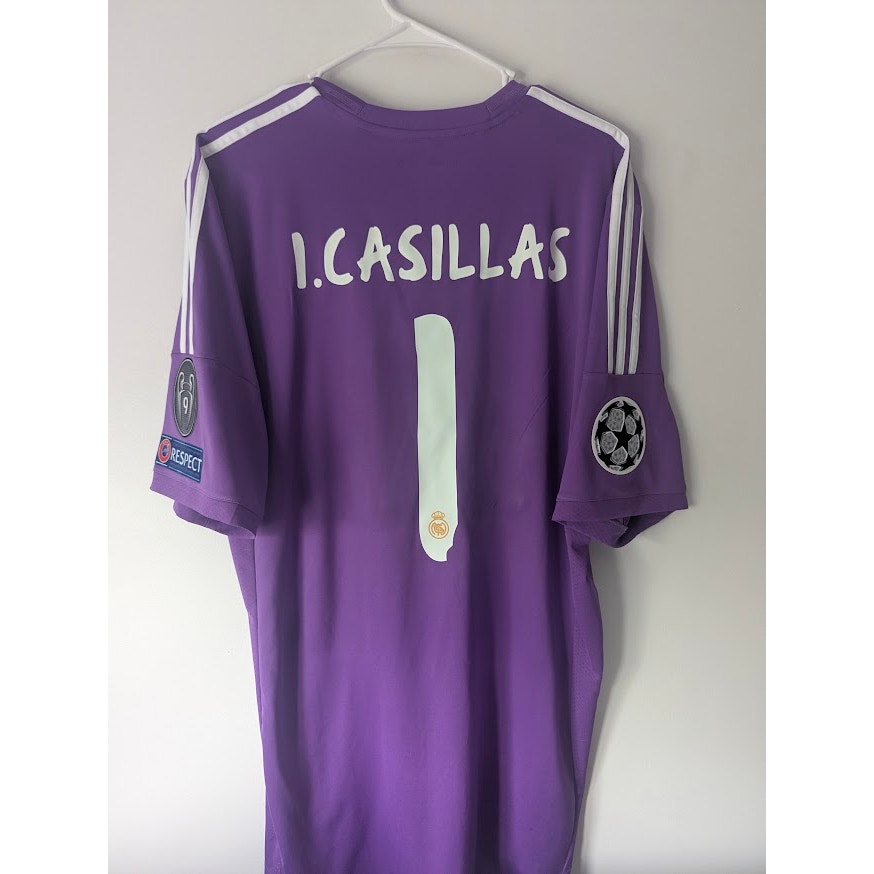Real Madrid 2013–14 GK Casillas Jersey – Men’s XL | UCL Fully Patched La Décima Shirt