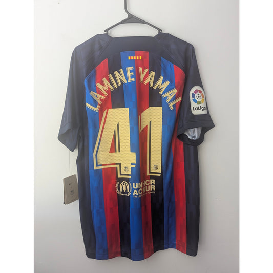 FC Barcelona 2022-23 Lamine Yamal Home Jersey Men’s XL NWT Nike Soccer Shirt