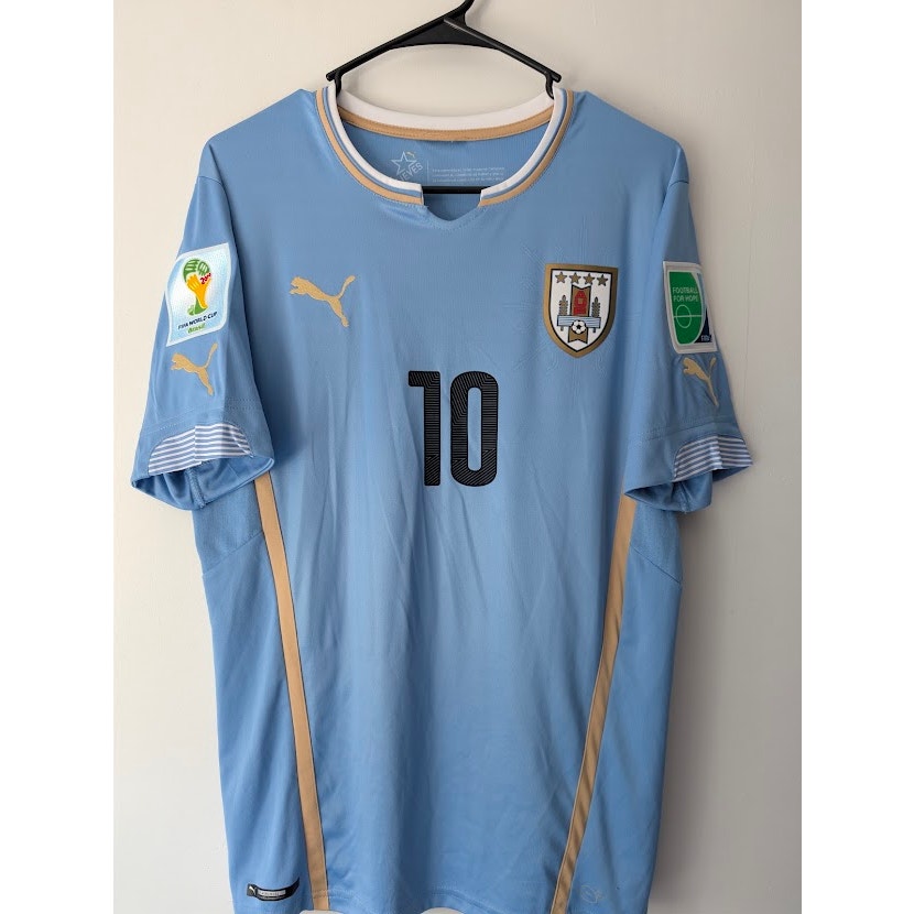 Uruguay 2014 Home Diego Forlán Jersey Men's Large Puma FIFA World Cup Fully Patched Rare