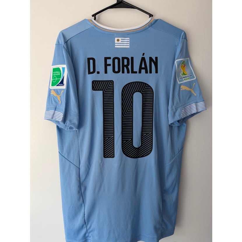 Uruguay 2014 Home Diego Forlán Jersey Men's Large Puma FIFA World Cup Fully Patched Rare