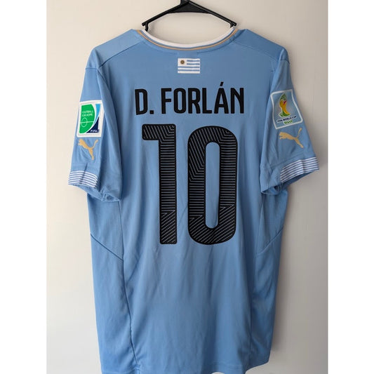 Uruguay 2014 Home Diego Forlán Jersey Men's Large Puma FIFA World Cup Fully Patched Rare