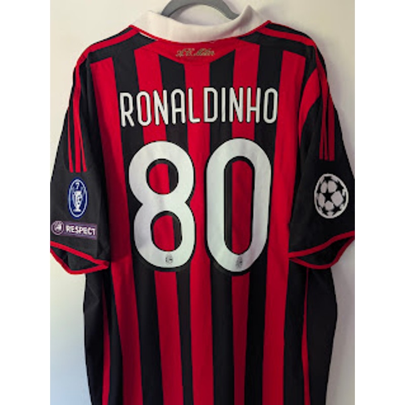 AC Milan 2009-10 home Ronaldinho jersey, vintage Adidas, men's 2XL
