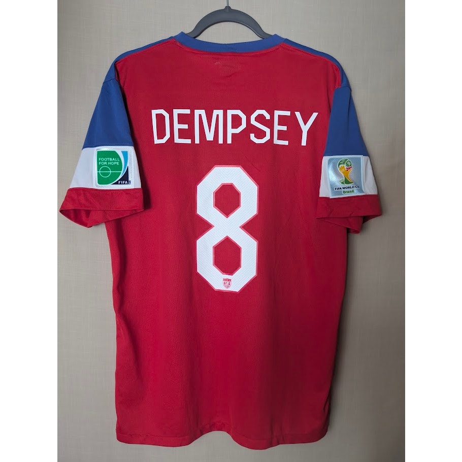 USA 2014 Away Clint Dempsey #8 Jersey Mens Large Nike World Cup Fully Patched