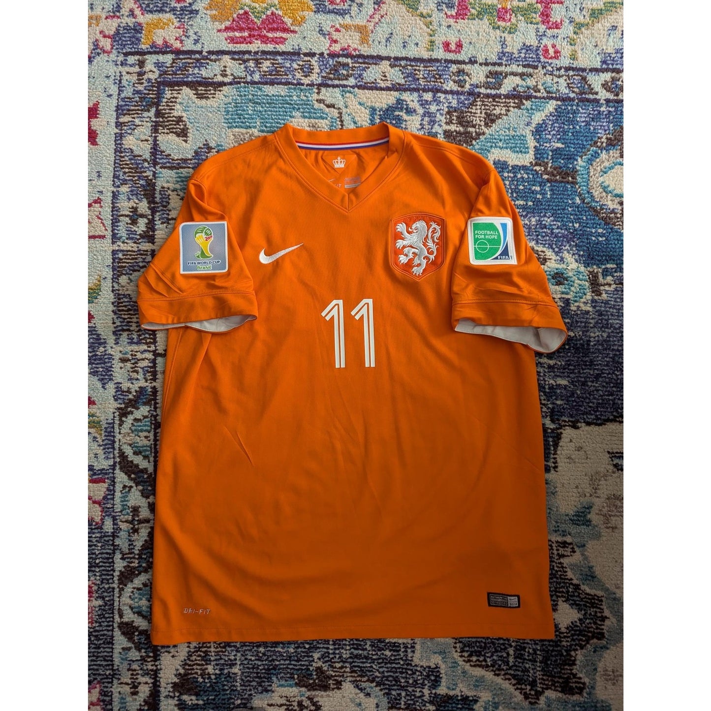 2014 Netherlands Home Robben Jersey | Men XL |Fully Patched| Authentic Nike Kit