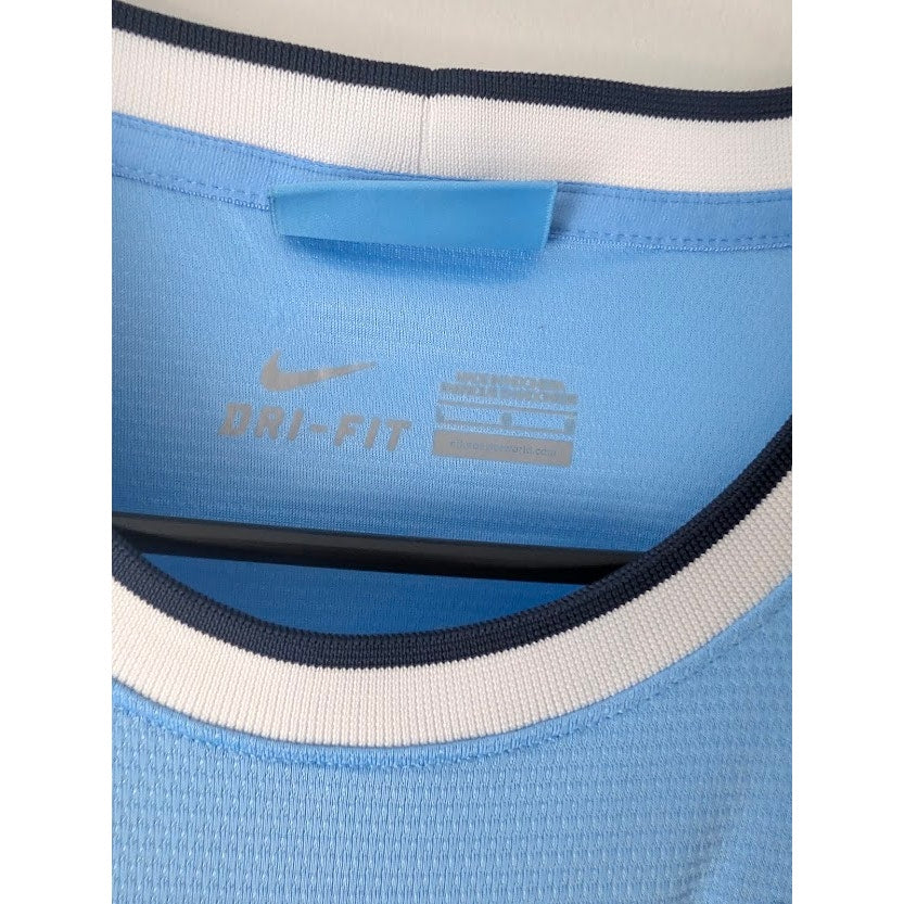 Manchester City 2013-14 Home Sergio Kun Aguero Jersey Men's Large EPL Fully Patched
