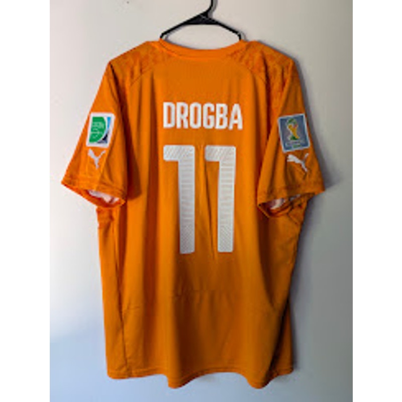 Ivory Coast 2014 Home Didier Drogba #11 Jersey Mens XXL Puma World Cup Fully Patched