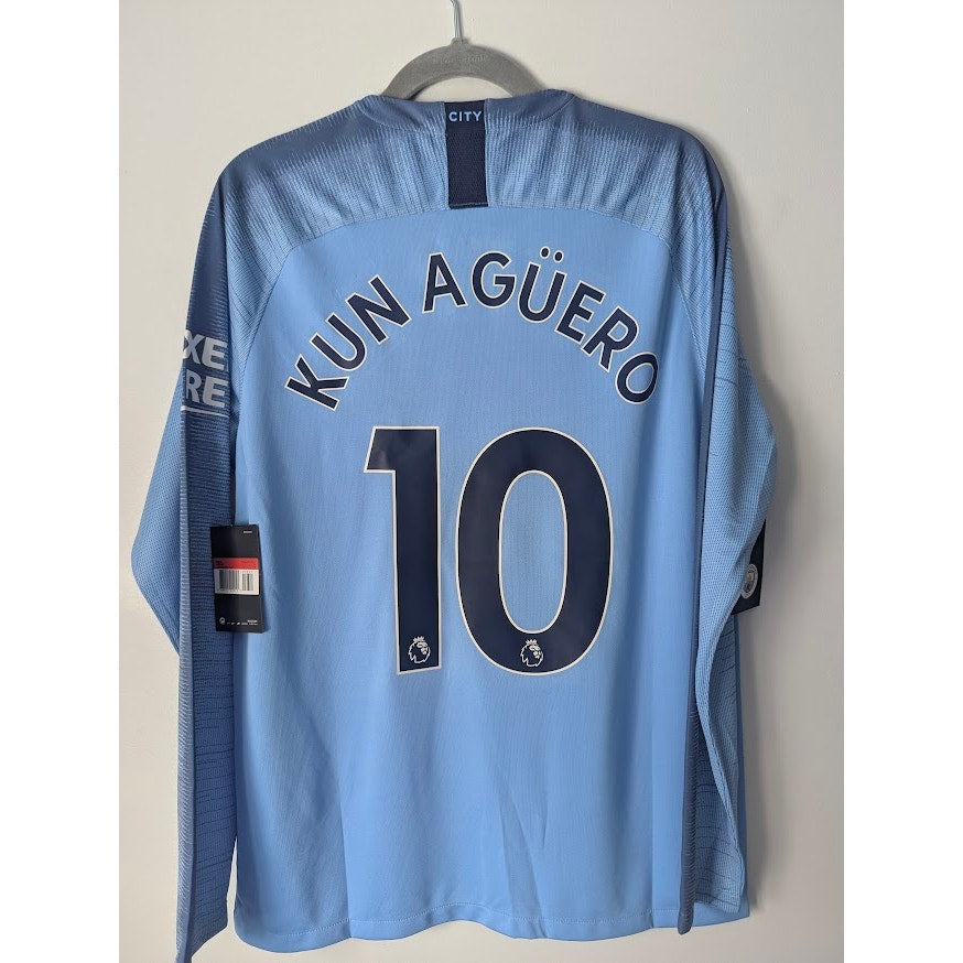 Copied - Manchester City 2018-19 Home Kun Aguero Jersey - Men's Large - Longsleeve - NWT