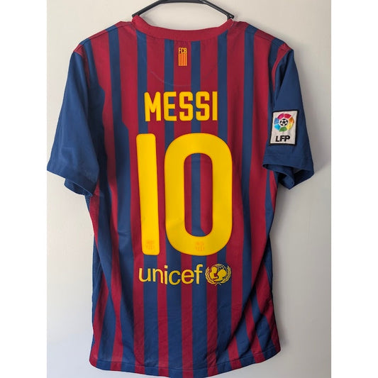 FC Barcelona 2011-12 Home Lionel Messi #10 Jersey Men's Small Nike FIFA Club World Cup Fully Patched