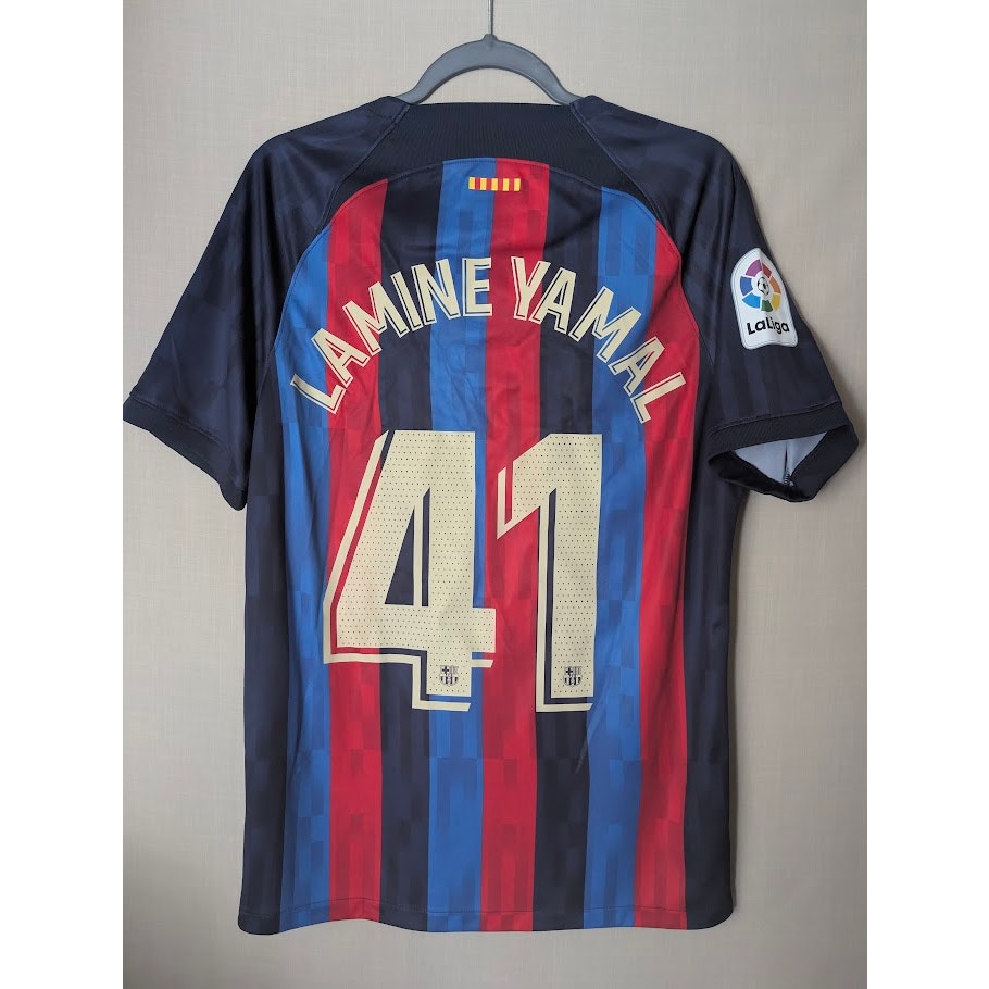 FC Barcelona 2022-23 Home Lamine Yamal Jersey - Men's Medium La Liga Patch