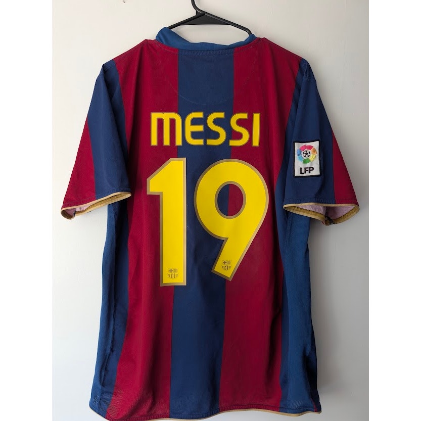 FC Barcelona 2007-08 Home Lionel Messi #19 Jersey Mens Large Nike Vintage