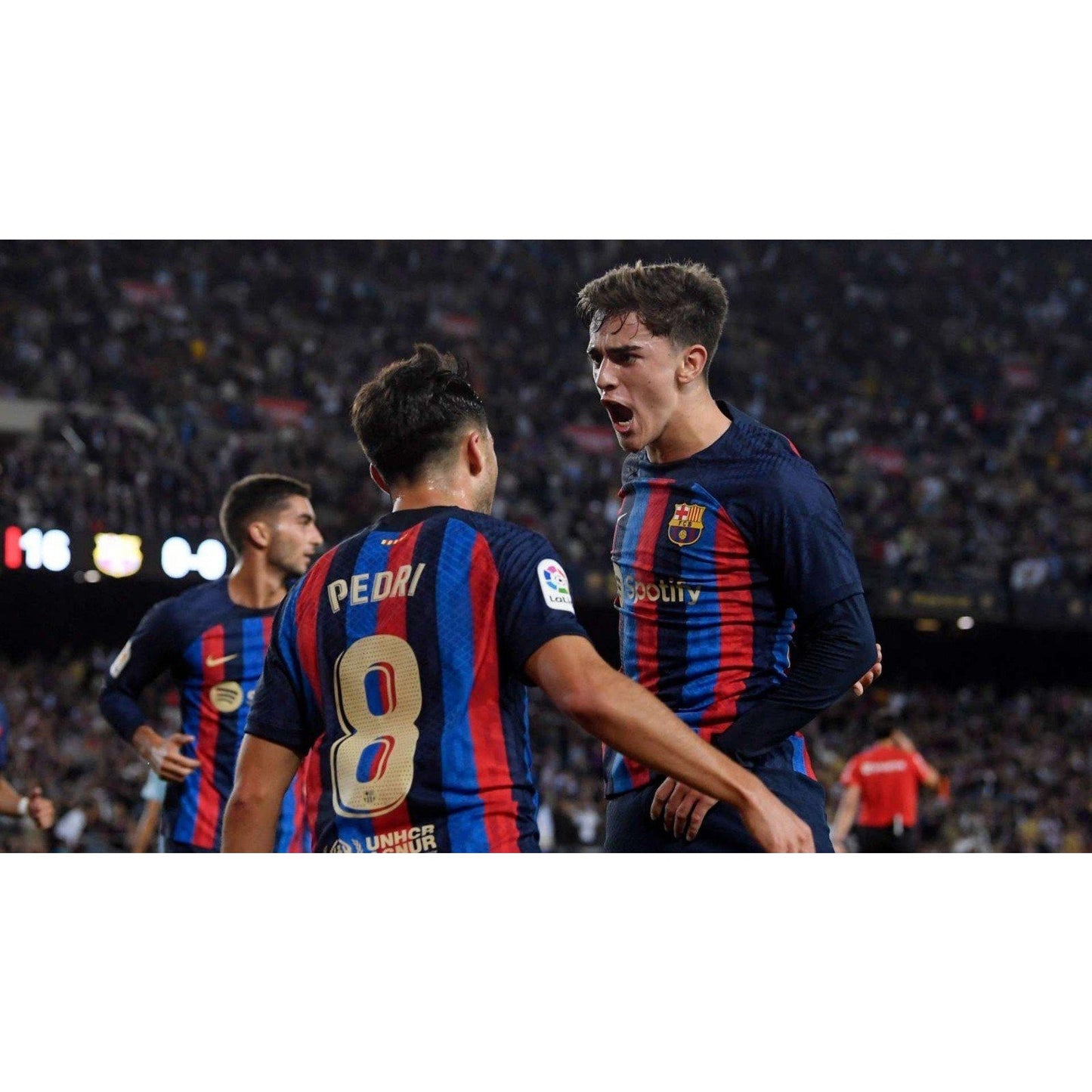 FC Barcelona 2022-23 Home Gavi #6 Jersey Men's Large Long Sleeve Nike La Liga Patch