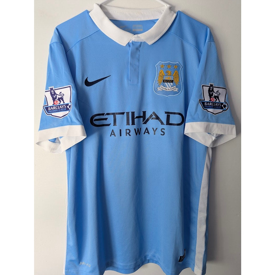 Manchester City 2015–16 Home De Bruyne Jersey – Men’s Large | EPL Fully Patched Nike Shirt