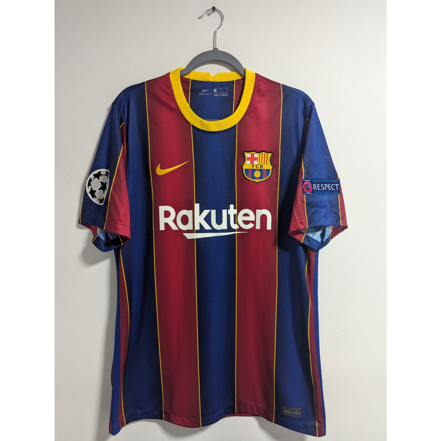 FC Barcelona 2020-21 Home Lionel Messi Jersey - UCL - Men's Large