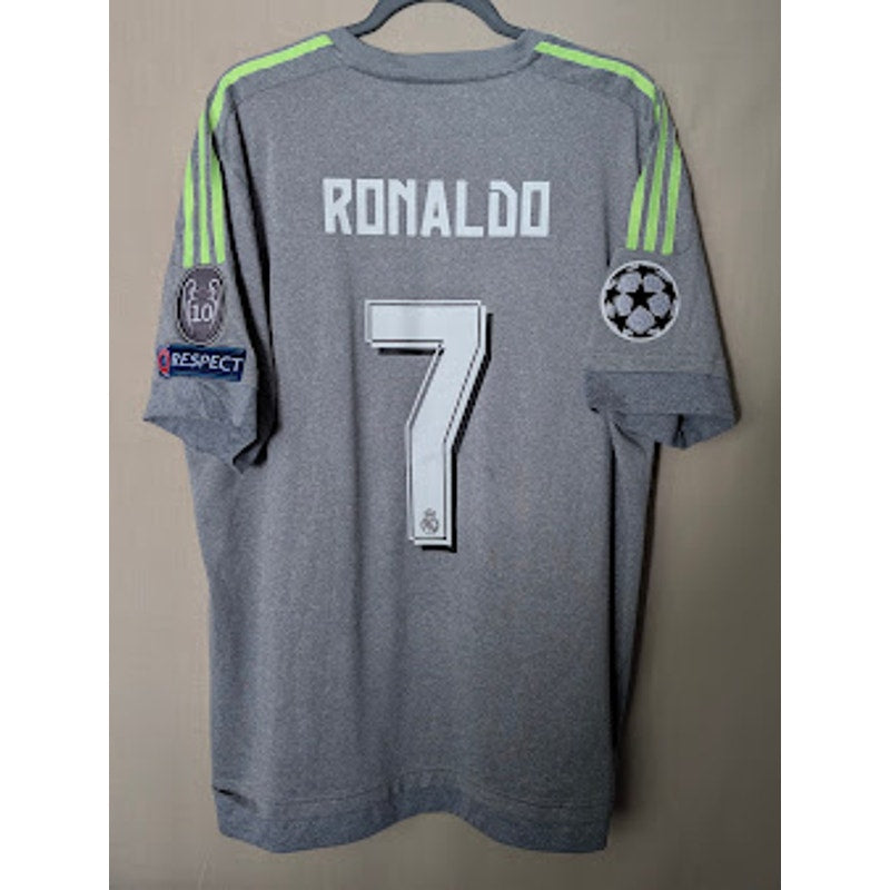 Real Madrid 2015-16 Away Cristiano Ronaldo #7 Jersey Mens XL Adidas UCL Fully Patched Authentic