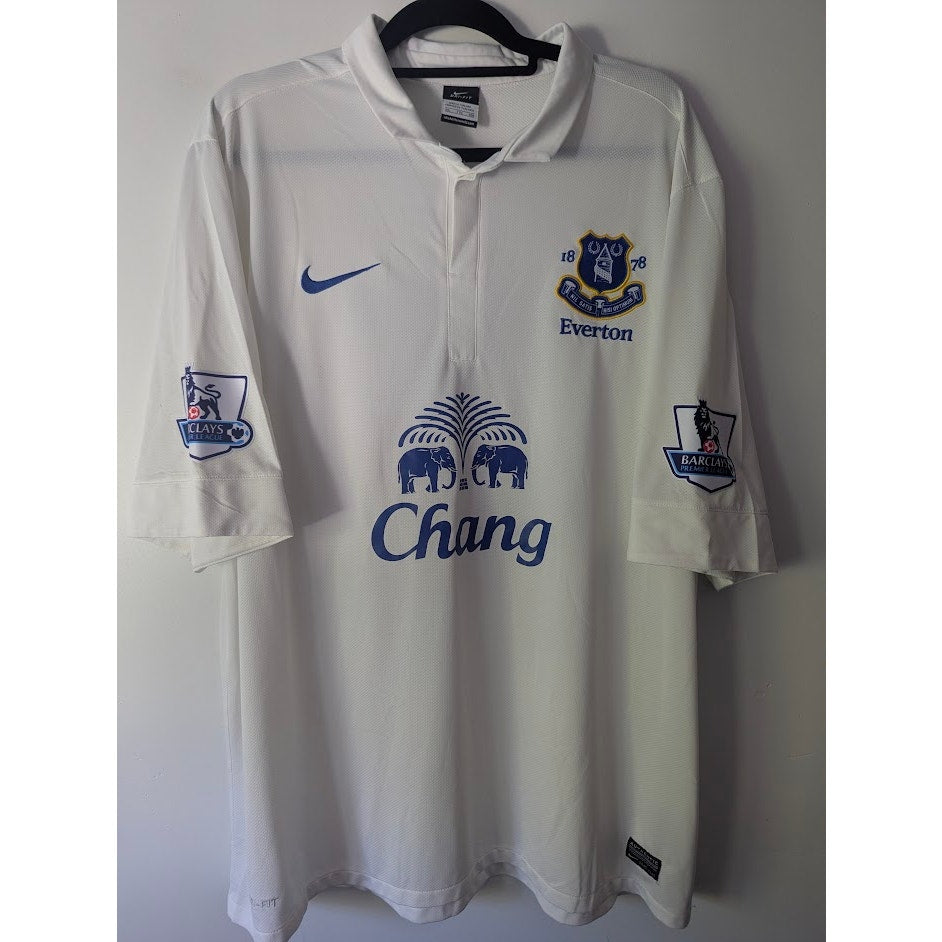 Everton 2012-13 Third Marouane Fellaini Jersey Men’s 2XL Nike EPL Fully Patched Long Sleeve White