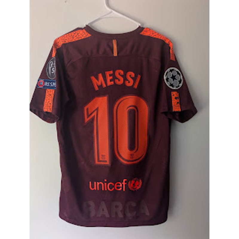 FC Barcelona 2017-18 Third Lionel Messi Jersey Men's Medium Nike UCL Fully Patched Rare