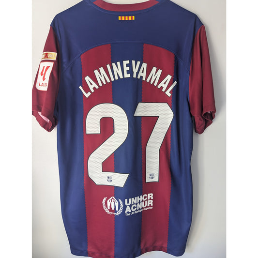 FC Barcelona 2023-24 Home Lamine Yamal #27 Jersey - Men’s L NWOT Authentic Nike