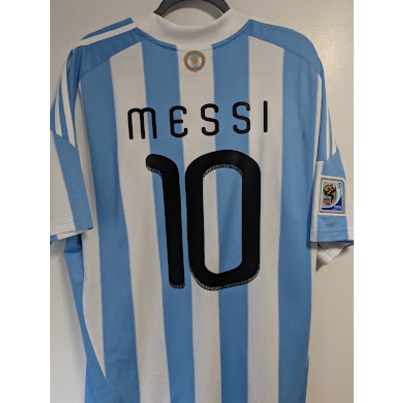 Argentina 2010 Home Lionel Messi #10 Jersey Mens XL adidas World Cup Fully Patched