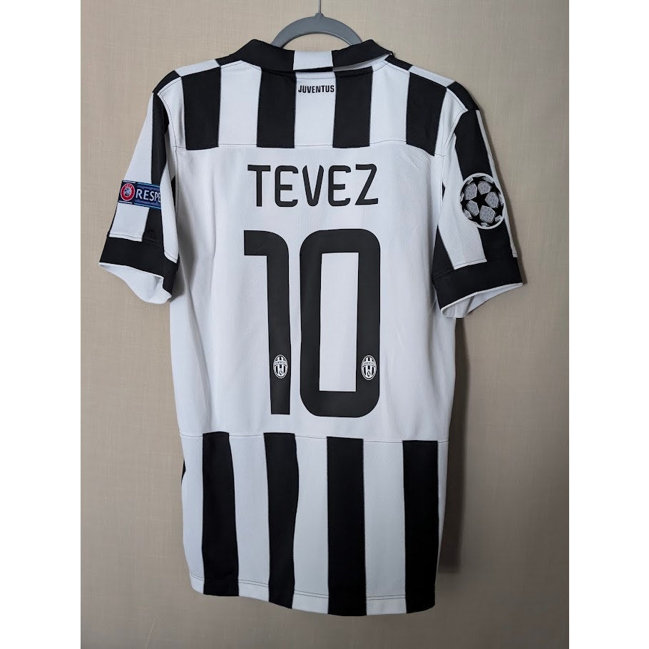 Juventus 2014-15 Home Carlos Tevez Jersey Men's Medium UCL Fully Patched