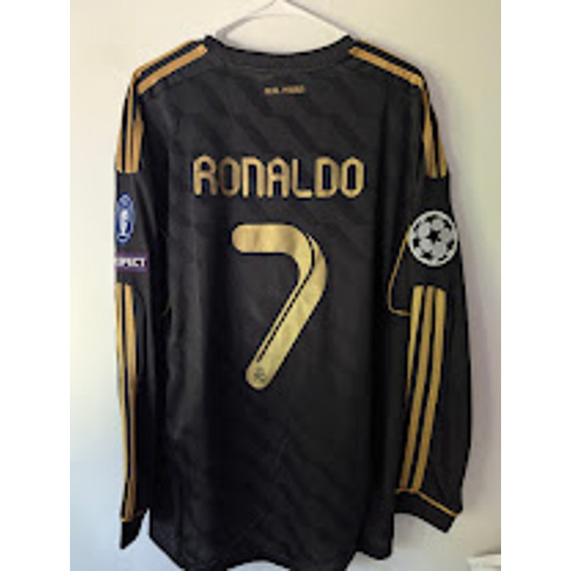 Real Madrid 2011-12 Away Cristiano Ronaldo #7 Jersey Long Sleeve Men's XL adidas UEFA Champions League Fully Patched Rare
