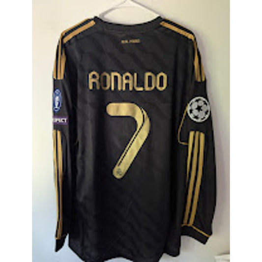 Real Madrid 2011-12 Away Cristiano Ronaldo #7 Jersey Long Sleeve Men's XL adidas UEFA Champions League Fully Patched Rare