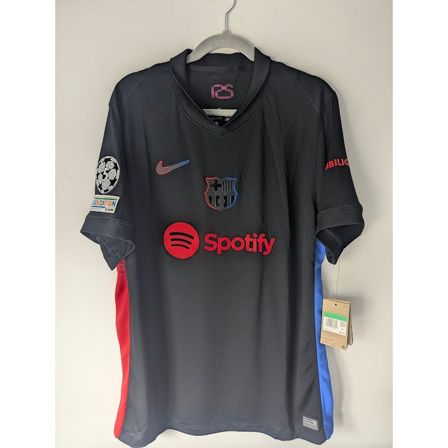 FC Barcelona 2024-25 Away Lamine Yamal Jersey Men's XL Nike UEFA Champions League Fully Patched Rare