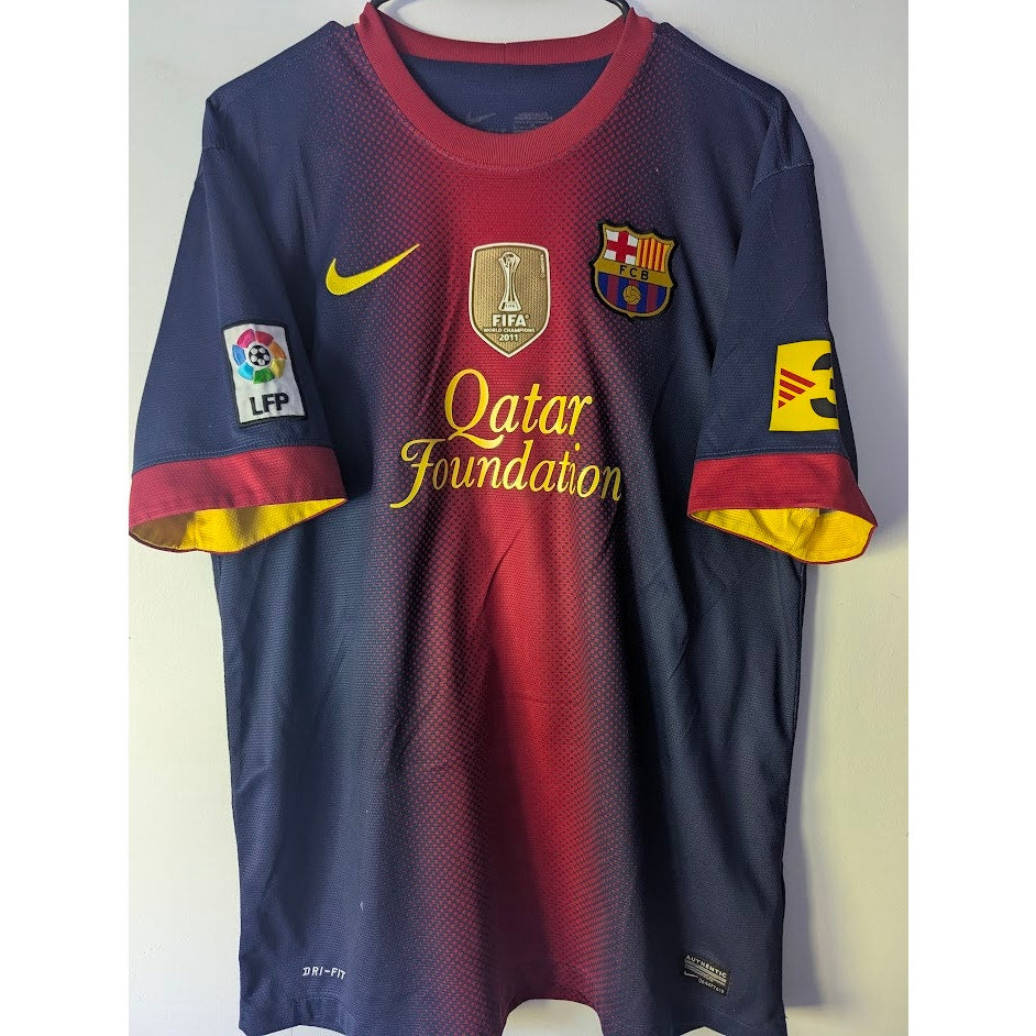 FC Barcelona 2012-13 Home Andres Iniesta Jersey Men’s Large Nike Club World Cup Champions Badge