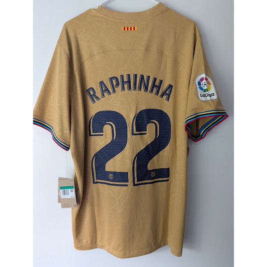 FC Barcelona 2022-23 away Raphinha gold jersey, Nike, men's XL