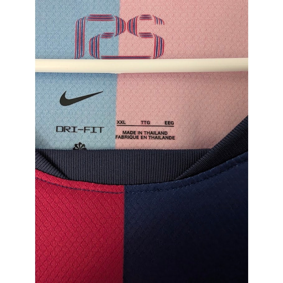 FC Barcelona 2024-25 Home Lewandowski Jersey Men's XXL La Liga Fully Patched