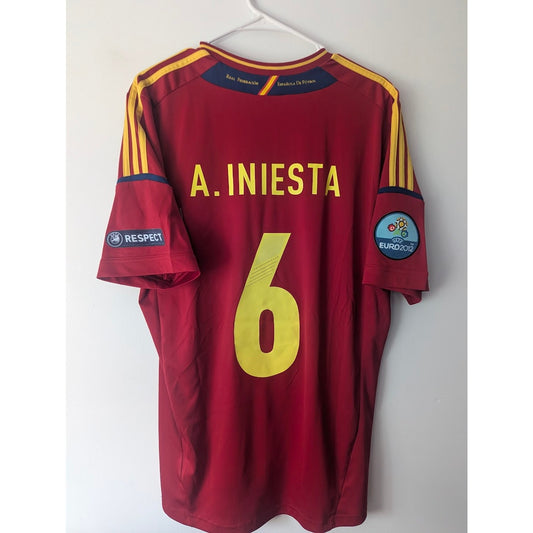 Spain 2012 Andres Iniesta Home Jersey Men’s XL Adidas Euro 2012 Soccer Shirt