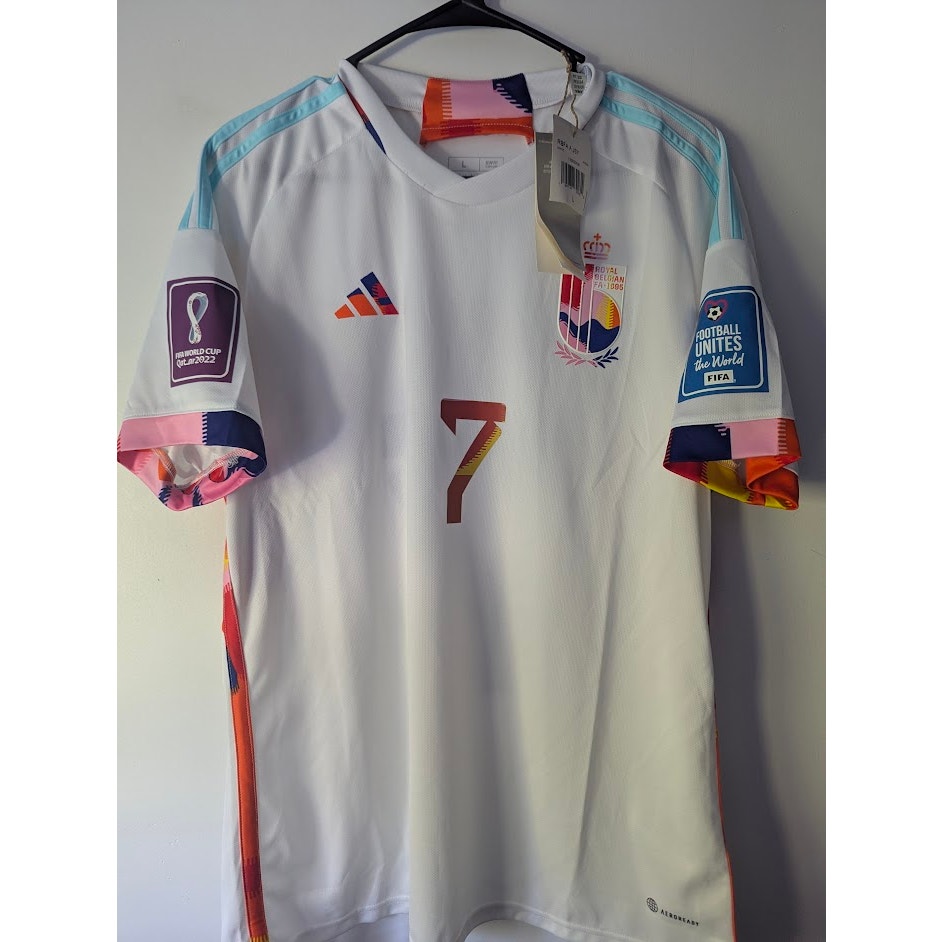 Belgium 2022 Away Kevin De Bruyne Jersey Men’s Large Adidas Tomorrowland World Cup Fully Patched