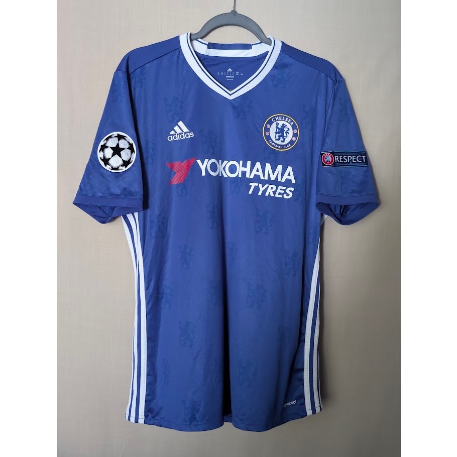 Chelsea 2016-17 Home UCL Hazard Jersey Men's L Authentic Adidas Kit