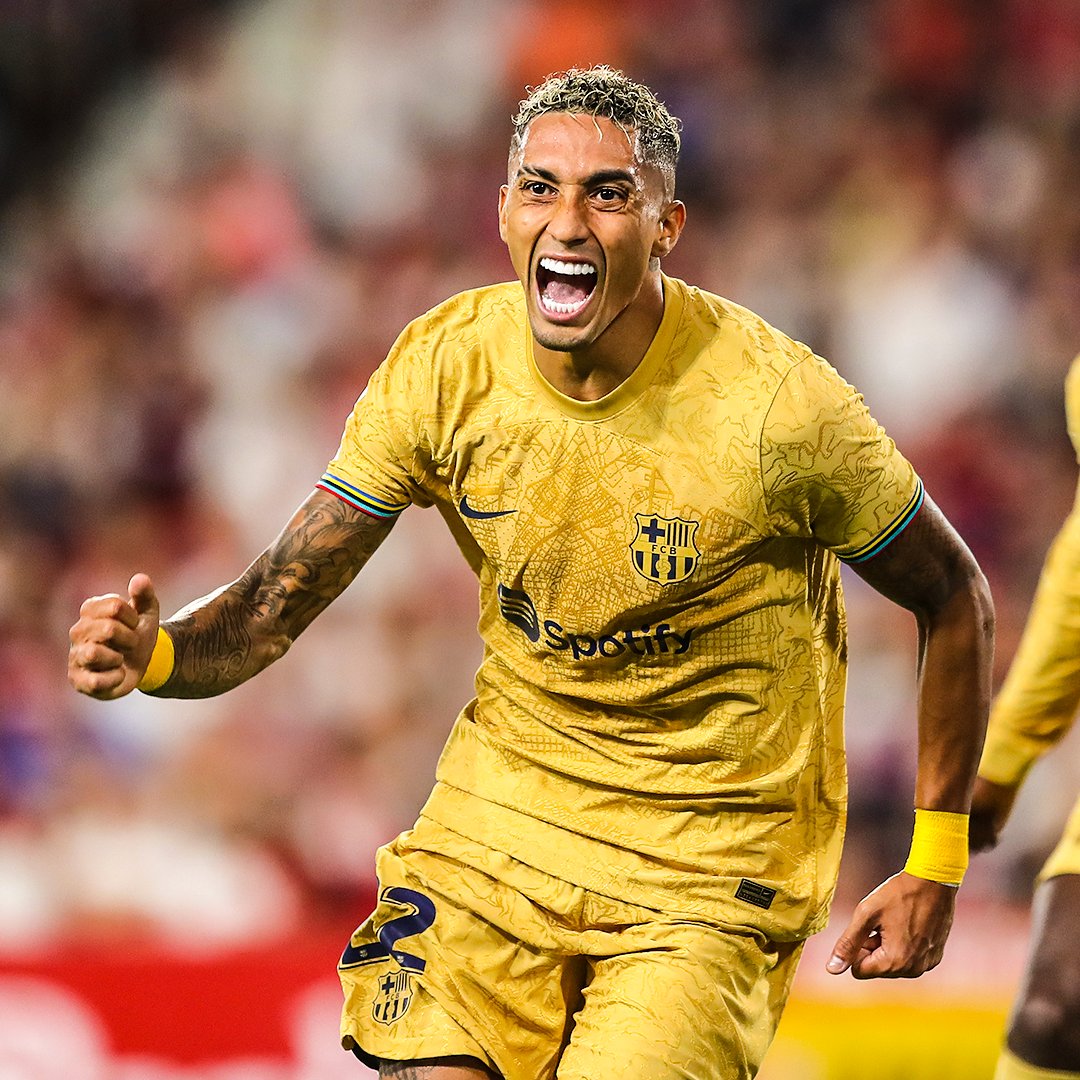 FC Barcelona 2022-23 Away Raphinha Jersey Men XXL Authentic Nike Kit Gold