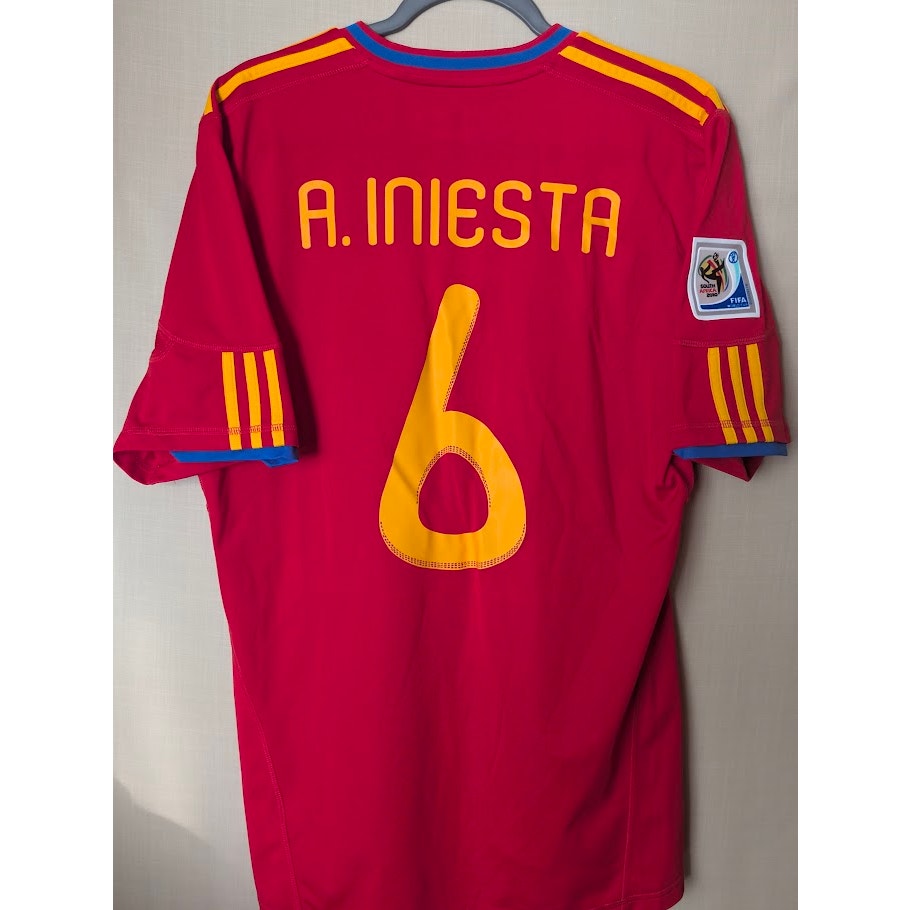Spain 2010 Home Andres Iniesta Jersey Men's Large World Cup Fully Patched