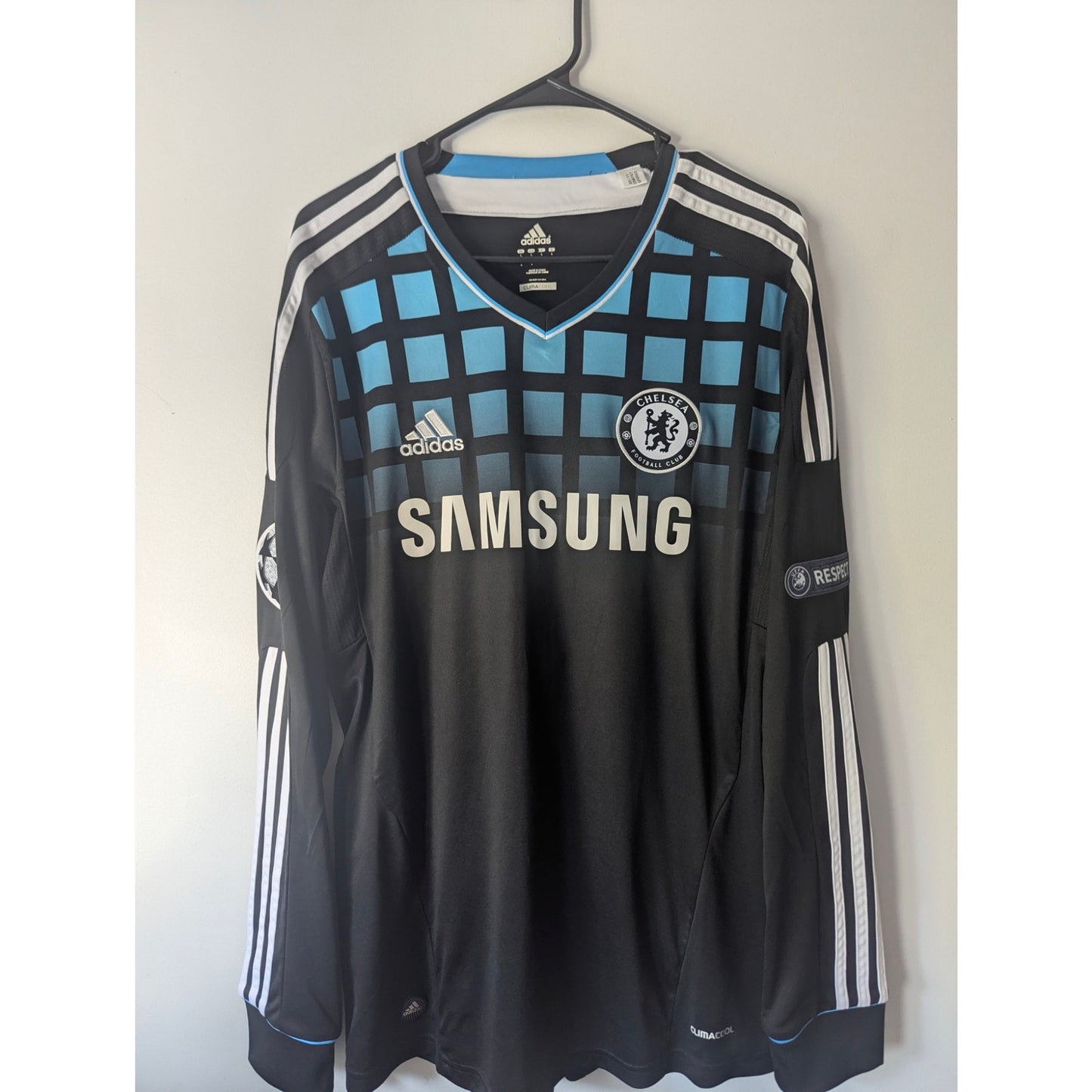 Chelsea 2011-12 Away Didier Drogba #11 Jersey Long Sleeve Mens Large adidas UCL Fully Patched
