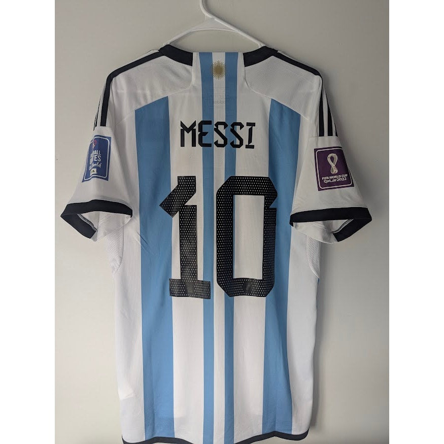 Argentina 2022 Home Messi Jersey – Men’s Large | NWT World Cup Fully Patched Shirt