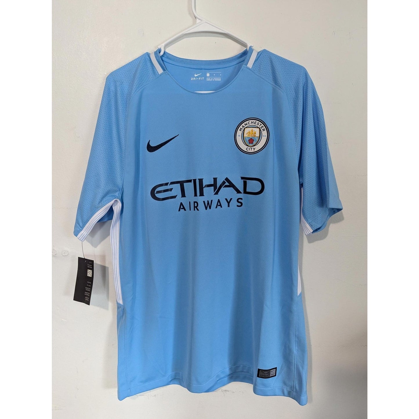 Manchester City 2017-18 Home Kun Aguero Jersey - Men's L - NWT - UCL - Fully Patched