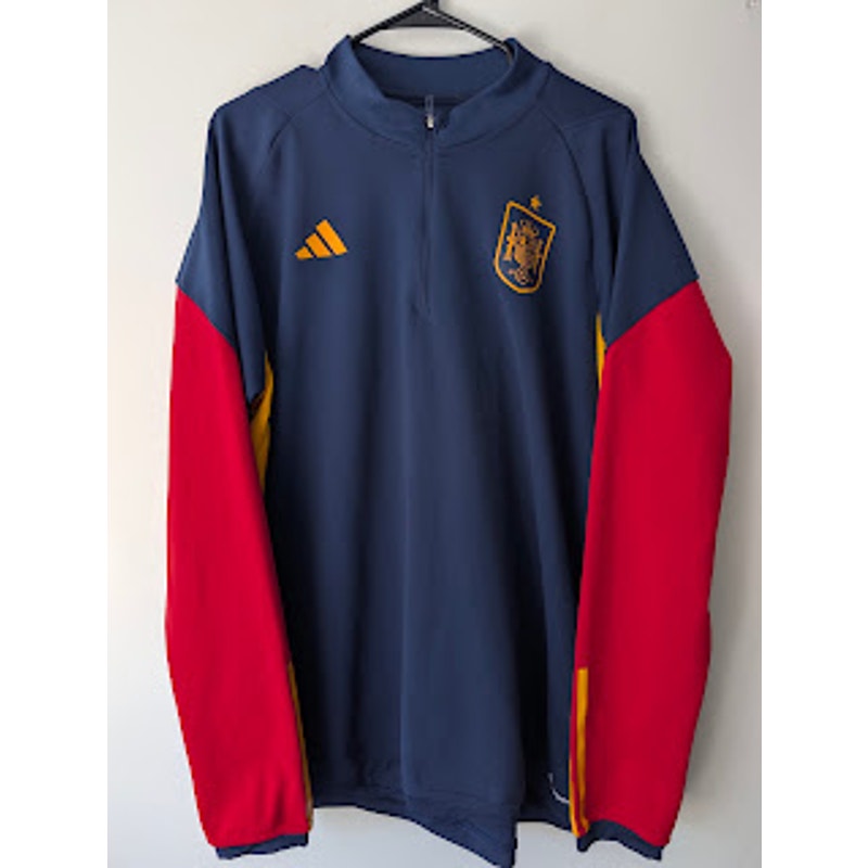 Adidas Spain 2022 quarter-zip training top, navy and red, men's 2XL