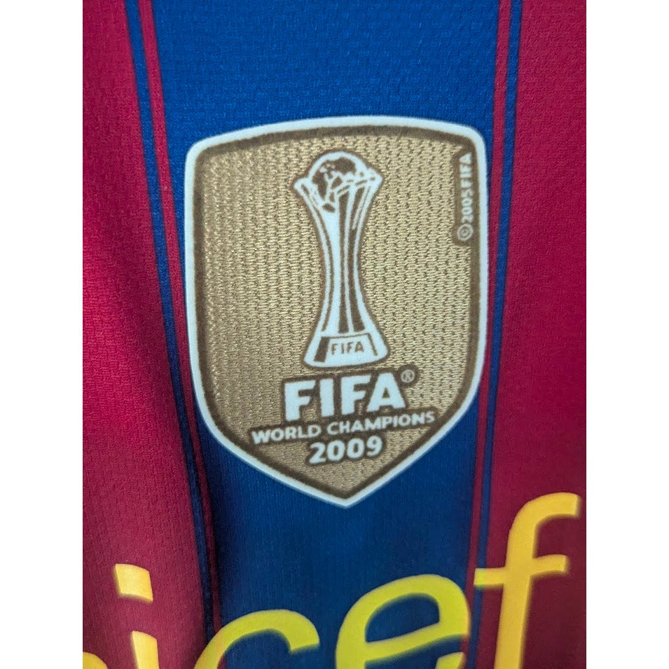 FC Barcelona 2009-10 Home Messi Jersey Men’s XL Long Sleeve CWC Patch Nike