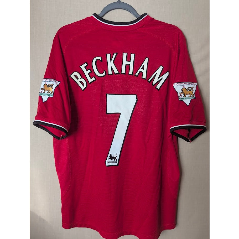 Manchester United 2000-01 Home Beckham Jersey Men's M EPL Patched