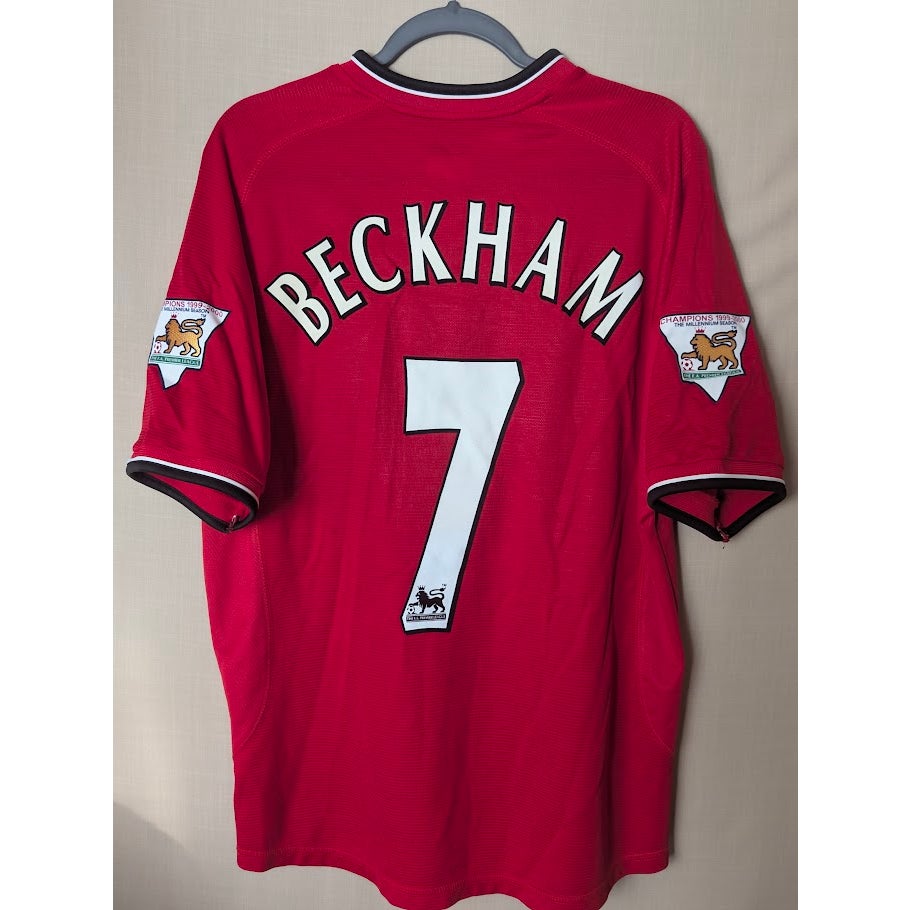 Manchester United 2000-01 home Beckham jersey, men's medium